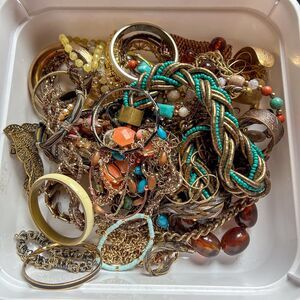 Estate Jewelry - Lot Vintage & Modern Mixed Bangles, Bracelets, Necklaces & More